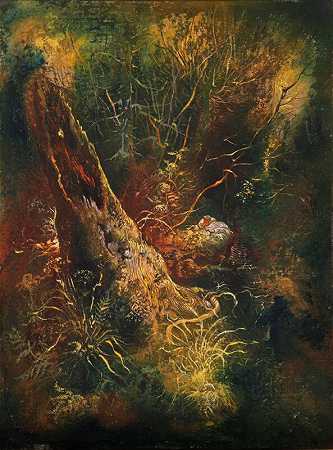 景观，石榴石湖（石榴石湖的锡拉丘兹森林）（1943年） by George Grosz