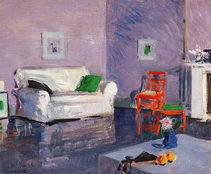 白色沙发`The White Sofa by Francis Cadell