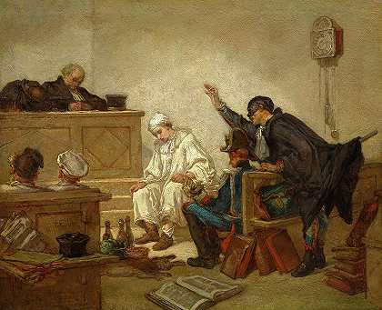 刑事法庭上的皮埃罗，1864-1870年` Pierrot in Criminal Court, 1864-1870 by Thomas Couture