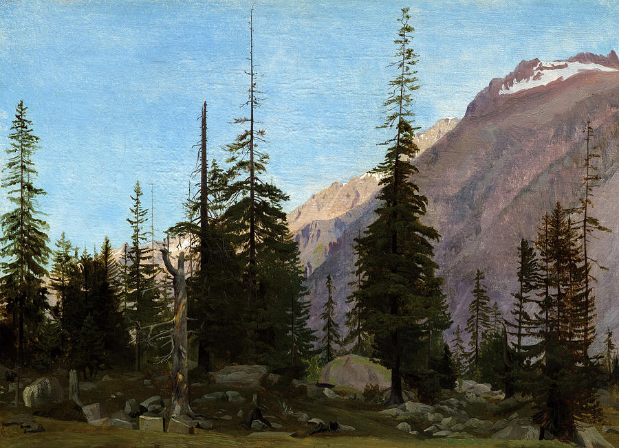 阿尔卑斯山风景，亨德格，瑞士，1850年`Alpine Landscape, The Handegg, Switzerland, 1850 by Jean-Leon Gerome