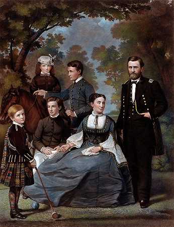 格兰特将军和他的家人`General Grant and His Family by John Sartain