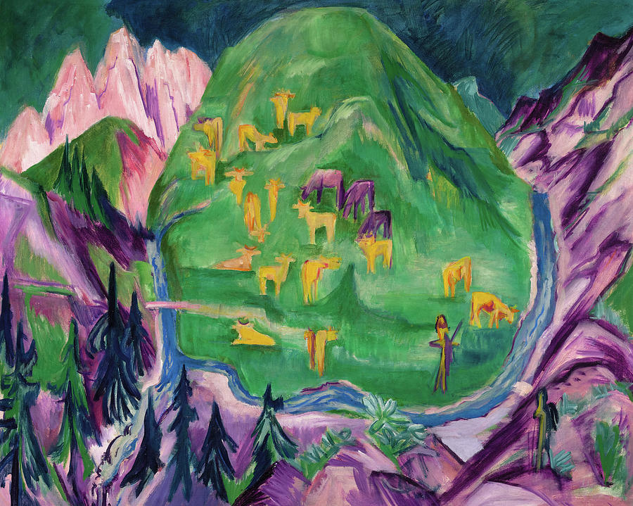 1918-1919年的畜牧业`Field of Livestock, 1918-1919 by Ernst Ludwig Kirchner