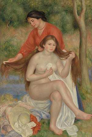 游泳者和女佣`Bather and Maid by Pierre-Auguste Renior