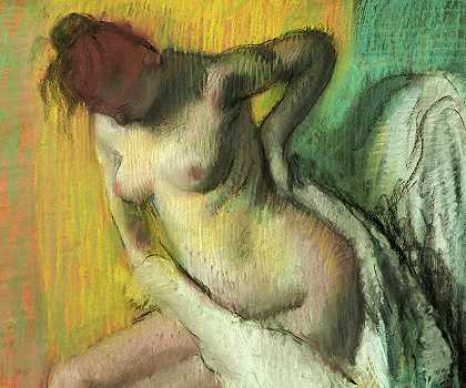 女人晒自己，1886年`Woman Drying Herself, 1886 by Edgar Degas
