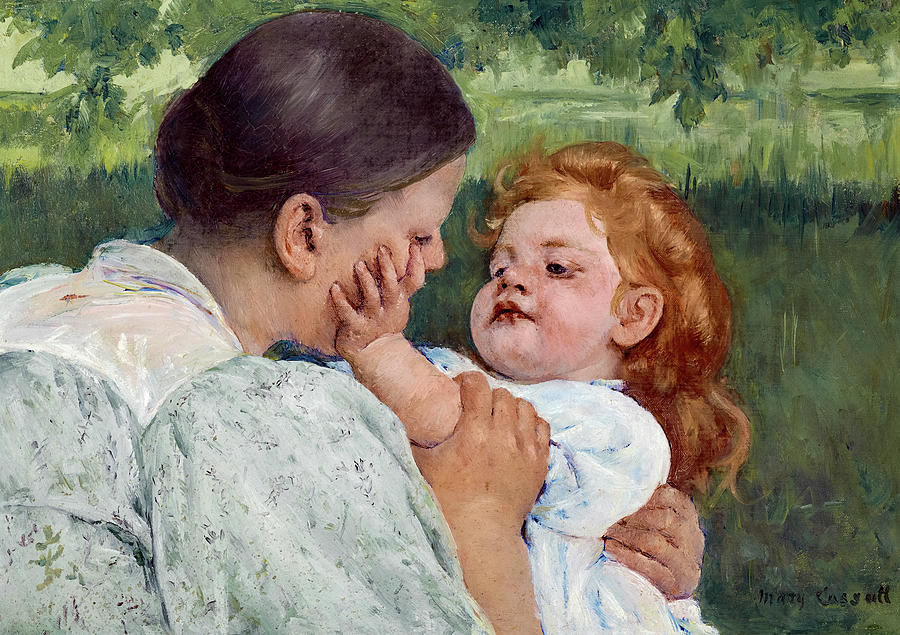 母爱，1896年`Maternal Caress, 1896 by Mary Cassatt