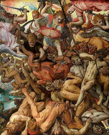 叛军天使的堕落，1554年`The Fall of the Rebel Angels, 1554 by Frans Floris