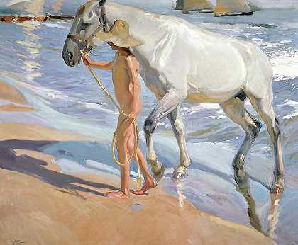 马浴`The Horse\’s Bath by Joaquin Sorolla