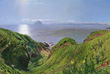 艾尔莎·克雷格，克莱德湾`Ailsa Craig, Firth of Clyde by William Bell Scott