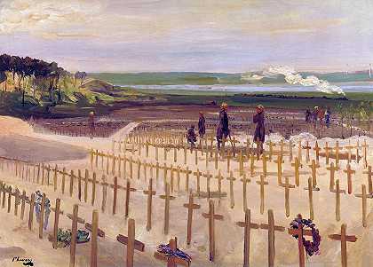 公墓，Etales 1919`The Cemetery, Etaples 1919 by Sir John Lavery