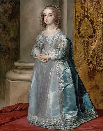玛丽公主，查尔斯一世的女儿`Princess Mary, Daughter of Charles I by Anthony van Dyck