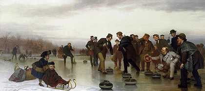 苏格兰冰壶比赛，在中央公园举行`Curling, A Scottish Game, At Central Park by John George Brown