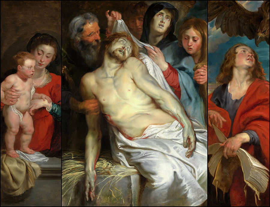 《对死去的基督的哀悼》，简·米奇尔森和他的妻子玛丽亚·梅斯的墓志铭`The Lamentation over the Dead Christ, Epitaph of Jan Michielsen and His Wife Maria Maes by Peter Paul Rubens