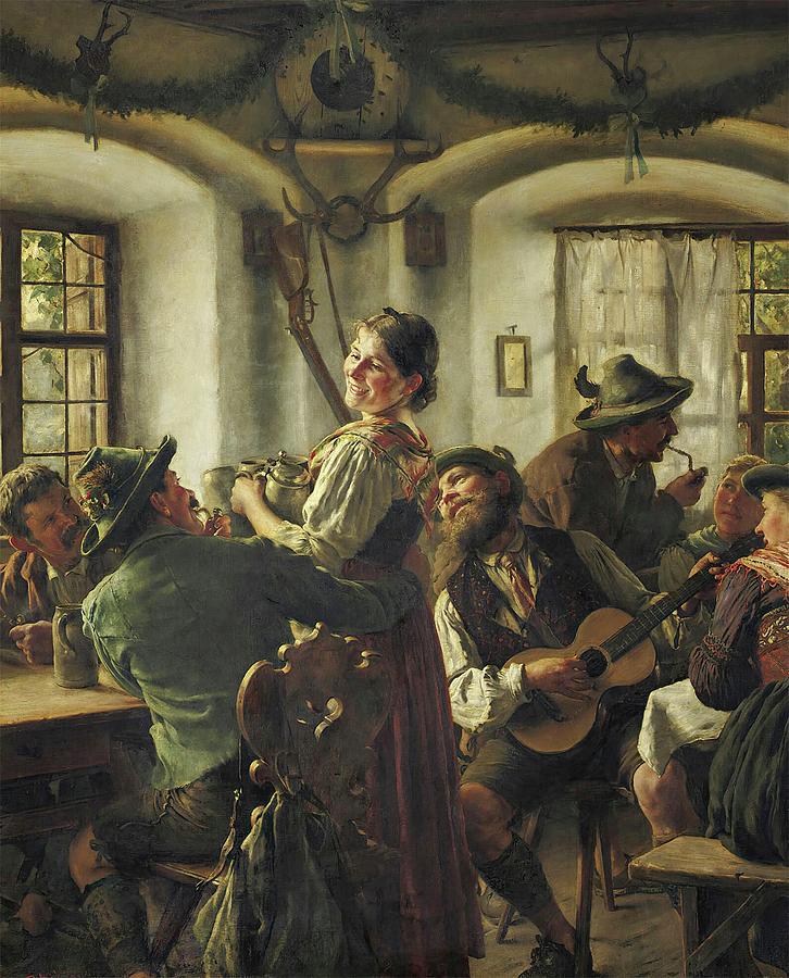 巴伐利亚酒馆`A Bavarian Tavern by Emil Rau