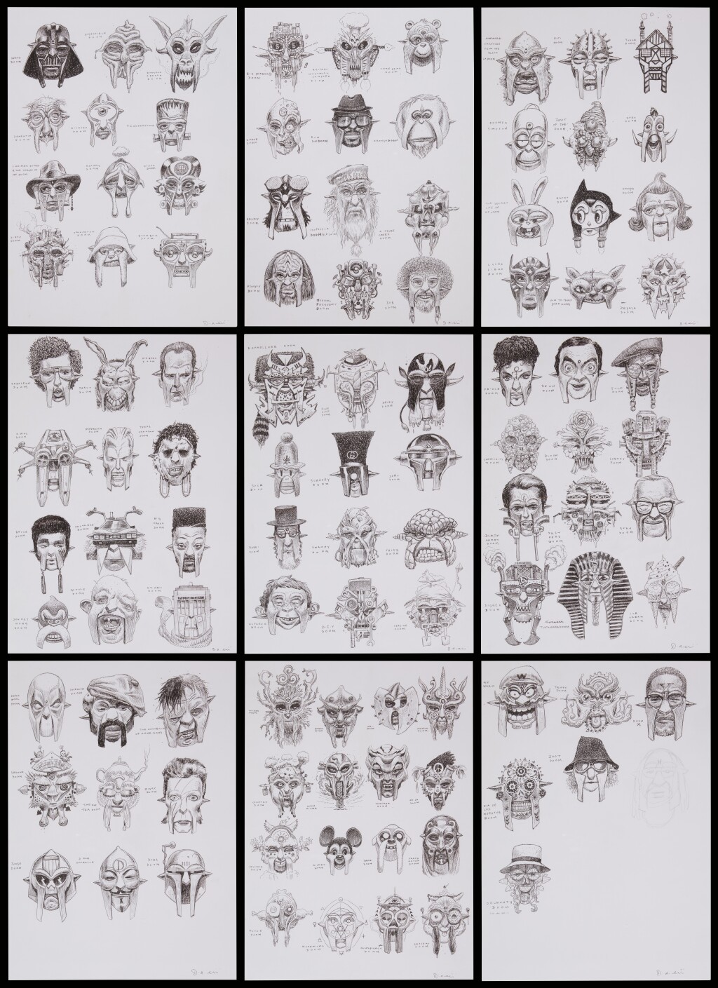 "<em>50</em> Faces of DOOM" nine original illustrations by Dan Lish, 2018-Dan Lish