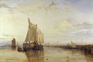 多特或多德雷赫特：来自鹿特丹的多特邮包船Becalmed（1818年） by J. M. W. Turner