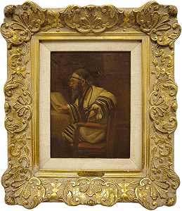 祈祷中的拉比，20世纪初油画（20世纪初） by S. Sieberger