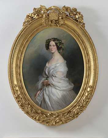 一位女士的肖像（被认为是Therese Freifrau Von Bethmann，nee Freiin Vrints V Treuenfeld）（1850年） by Franz Xaver Winterhalter