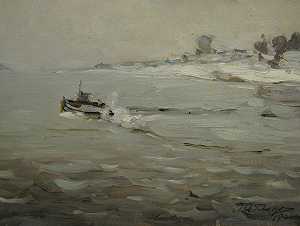 伏尔加河入冬（1940） by Anatoly Ivanovich Yablokov