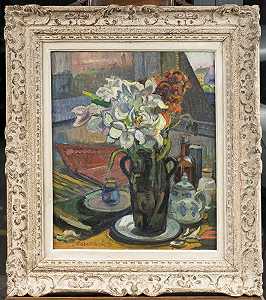 艺术家工作室的花束（1910年执行） by Waclaw Zaboklicki