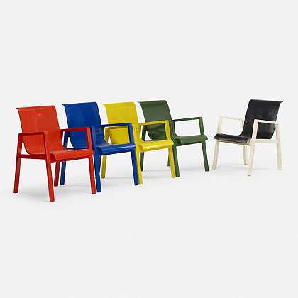 51型扶手椅，一套五把 by Alvar Aalto