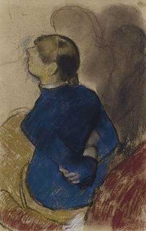 穿蓝色衣服的年轻女子（约1884年） by Edgar Degas, Otto Henry Bacher