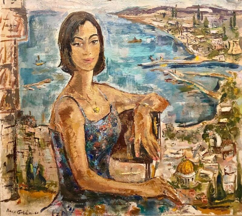 Mid Century Modernist Israeli \'Sabra in Haifa\' Landscape Harbor Oil Painting (1960-1969) | Available for Sale