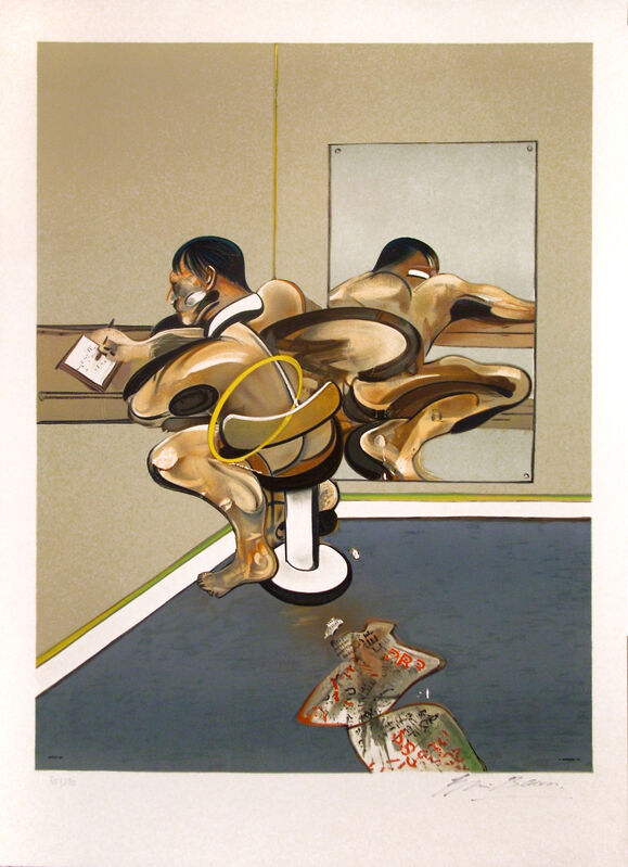 镜中倒影的人物书写（1976） by Francis Bacon