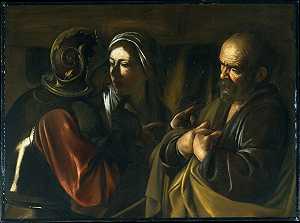 圣彼得的否认（1610） by Michelangelo Merisi da Caravaggio