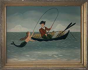 渔夫将一条美人鱼（不详）|出售 by Ralph Eugene Cahoon, Jr.