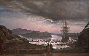 从克里斯蒂亚附近的瓦克罗眺望（1827年） by Johan Christian Dahl