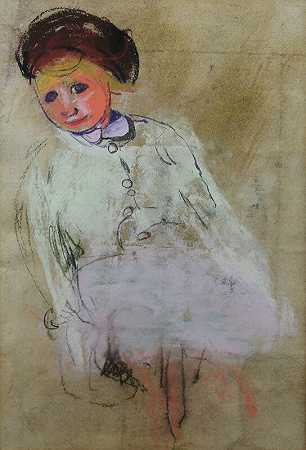 栗色头发的女孩（约1955年） by Joan Eardley