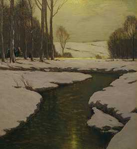 融化的雪（约1900年） by Charles Warren Eaton