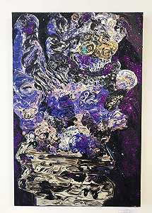 Fudogs on Black After |文森特·梵高（Vincent Van Gogh）的《星夜》（Starry Night）（2014-2018） by Simone Gad