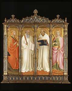 圣玛丽抹大拉、圣本笃、克莱沃的圣伯纳德和亚历山大的圣凯瑟琳（约1380-1390年） by Agnolo di Taddeo Gaddi, Agnolo Gaddi