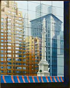 从时代华纳中心向东南看的哥伦布圈（2008） by Richard Haas