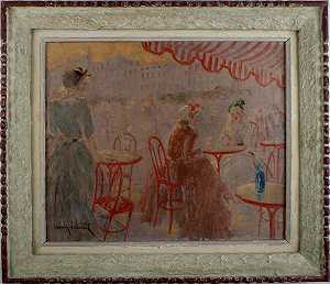 CaféPlace Blanche（约1925年） by Louis Icart