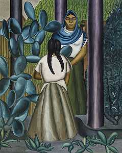 仙人掌女人（约1928年） by Everett Gee Jackson
