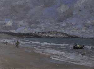 海滩风景（约1890年） by Frederick William Jackson