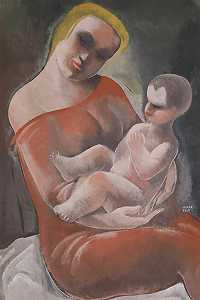 母亲和孩子（约1930年） by Béla Kádár