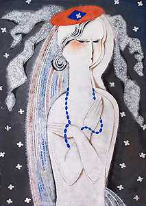 戴蓝色项链的女人（1930） by Béla Kádár