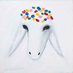 白色羊头（2010） by Menashe Kadishman