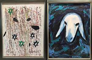 两只羊（1989年） by Menashe Kadishman