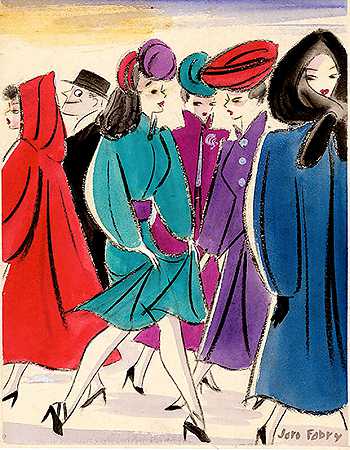 戴帽子的时尚女性（1940） by Jaro Fabry