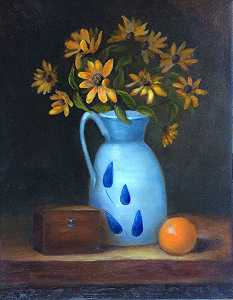 Rudbeckia and vase（2015） by Janette Kahil