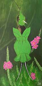绿色连衣裙的铁丝冠刺尾（2021年） by Gemma Kahng
