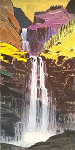 三条岭瀑布（1981） by Ma Paisui 馬白水