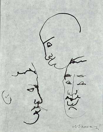 乔治·莫兰迪（1955 ca.）的肖像画 by Mino Maccari