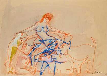 裸狗（1950年代） by Mino Maccari
