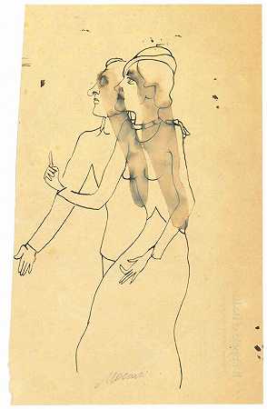 这对夫妇（20世纪中叶） by Mino Maccari