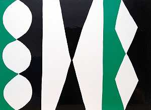 搪瓷面板#5。（绿色、白色、黑色）（2004） by Kim MacConnel